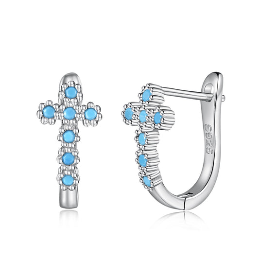 ZAINA™ Turquoise Cross Sterling Silver Earrings ✝️